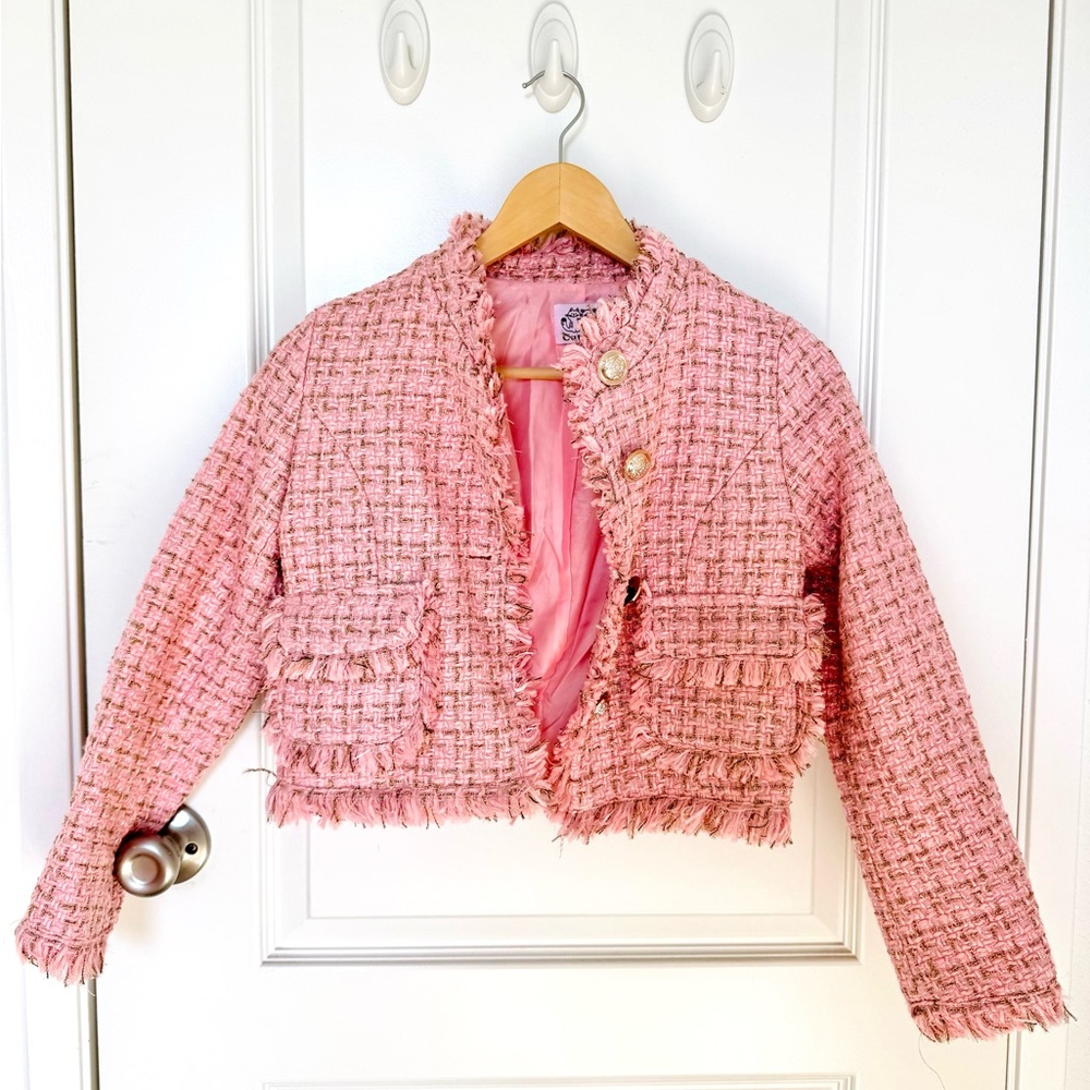 Pink Chanel-Style Tweed Jacket